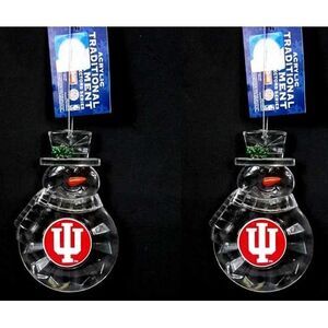 Indiana Hoosiers NCAA Acrylic Traditional Snowman Ornament 2 Pack